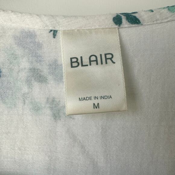 BLAIR White Floral Cottagecore Peasant Top Flared Sleeves Laced Women’s Medium - Picture 3 of 8